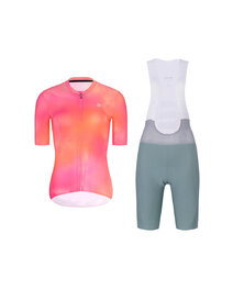 RIVANELLE Cyklistický krátky dres a krátke nohavice - COSMA - zelená/oranžová/ružová